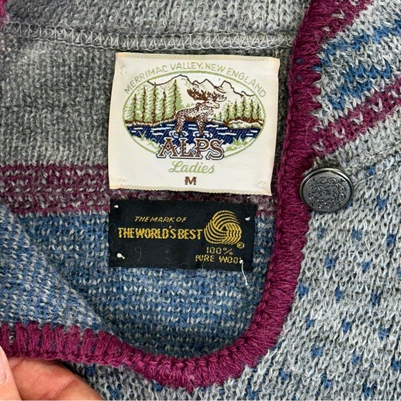 Alps wool sweater womens heritage knit mock neck pullover medium - Picture 7 of 12